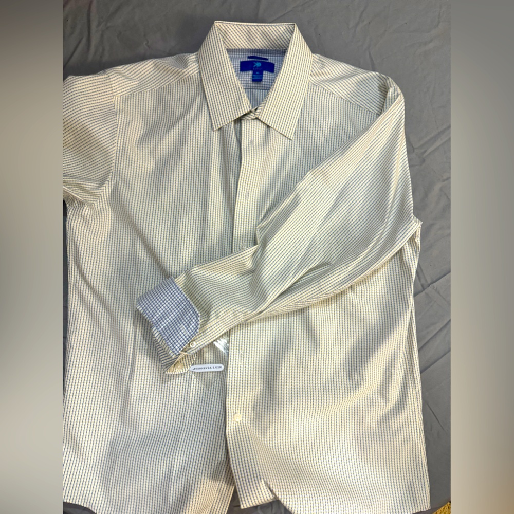 Egara Blue brand L/S Button Down in Yellow Checks w/ Blue Check Flip Back Cuffs.